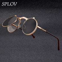 Vintage Flip Retro Round Metal Sun Glasses