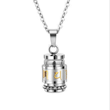 Stainless Steel Buddhism Six Word Rotatable Urn Necklace