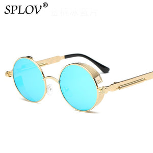 Retro Round Steam Punk Metal Frame Sunglasses