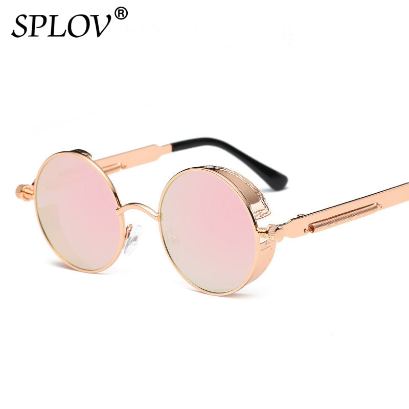 Retro Round Steam Punk Metal Frame Sunglasses