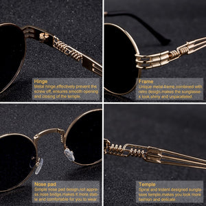 Fashion Retro Round Double Spring Leg Metal Sunglasses