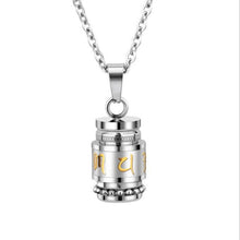 Stainless Steel Buddhism Six Word Rotatable Urn Necklace