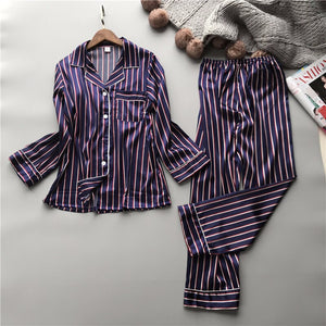 Vertical Striped Rayon Pajama Set