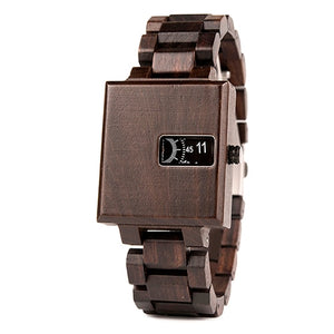 BOBO BIRD Ebony Wooden Delicate Square Timepiece