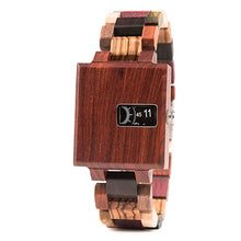 BOBO BIRD Ebony Wooden Delicate Square Timepiece