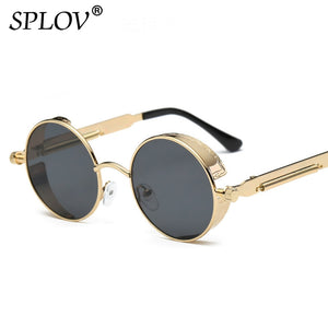 Retro Round Steam Punk Metal Frame Sunglasses