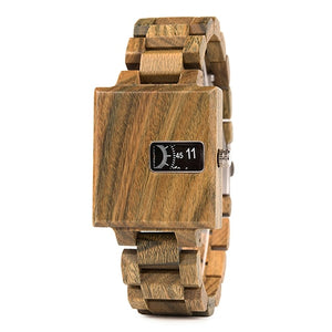 BOBO BIRD Ebony Wooden Delicate Square Timepiece