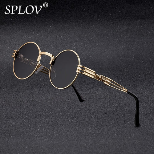 Fashion Retro Round Double Spring Leg Metal Sunglasses