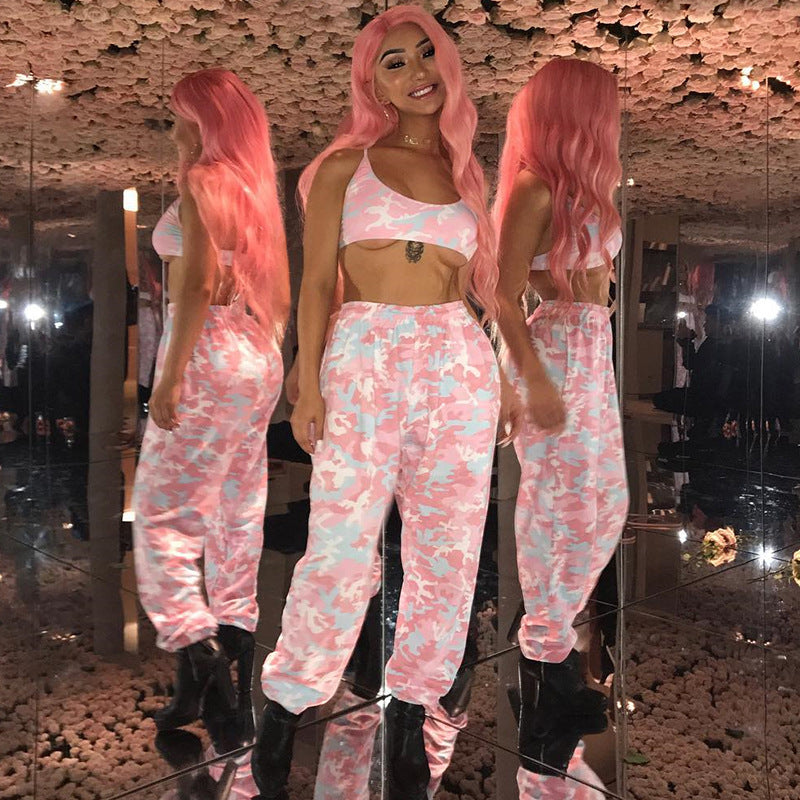 Camouflage Print High Waist Athleisure Pants