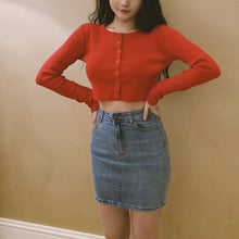 Knitted Button Down Cropped Sweater