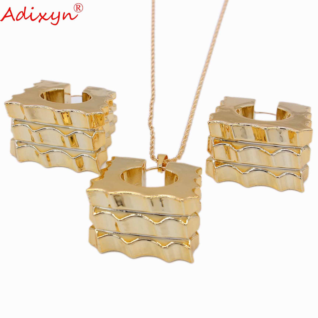 Square Earrings/Pendant/Necklace Set