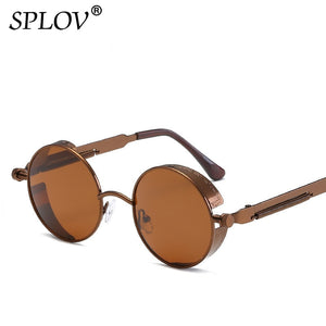 Retro Round Steam Punk Metal Frame Sunglasses