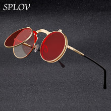 Vintage Flip Retro Round Metal Sun Glasses