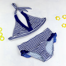 Close-fitting Elastic Stripped Split Two-piece Swimwear