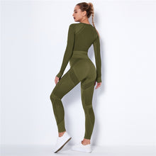 2 Piece Long Sleeve Crop Top + High Waist Leggings Sets