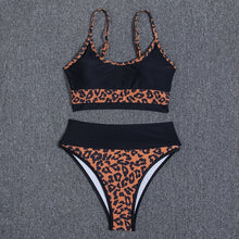 One Shoulder Leopard High Waist Swimwear