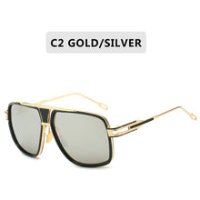 Retro Metal Gradient Square Frame Oversized Sunglasses