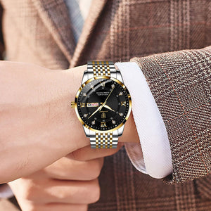 Stainless Steel Hidden Clasp Luminous Wrist Watch