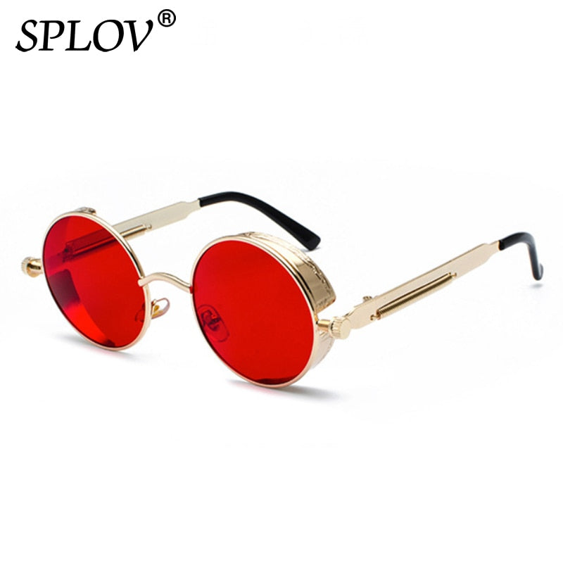 Retro Round Steam Punk Metal Frame Sunglasses