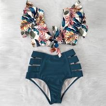 High Waist Ruffled Floral Bathing Suit