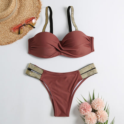 Vintage Retro Patchwork Brazilian Swimsuit
