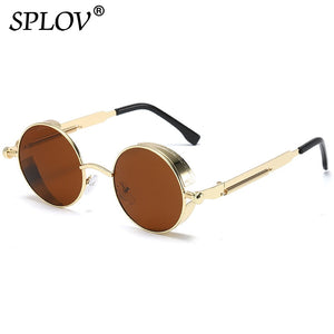 Retro Round Steam Punk Metal Frame Sunglasses