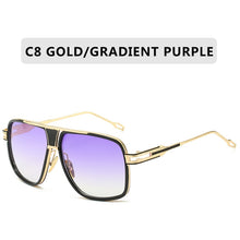 Retro Metal Gradient Square Frame Oversized Sunglasses