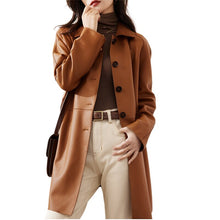 Genuine Leather Mid Length Trench Coat