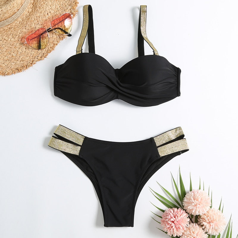 Vintage Retro Patchwork Brazilian Swimsuit