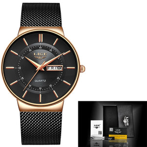 LIGE Ultra-thin Stainless Steel Quartz Watch