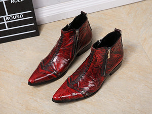 Italian Steel Pointed Toe Western Styles Double Buckle Strap Boots