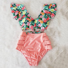 High Waist Ruffled Floral Bathing Suit