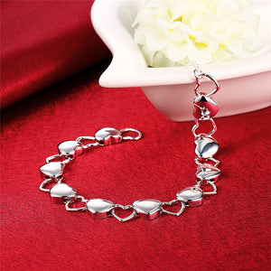 925 Sterling Silver Full Heart Bracelet