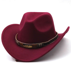 Wool Western Cowboy Hat With Leather Band