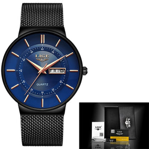 LIGE Ultra-thin Stainless Steel Quartz Watch