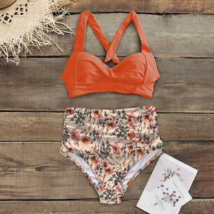 High Waist Floral Bottom Two-piece Swimsuit