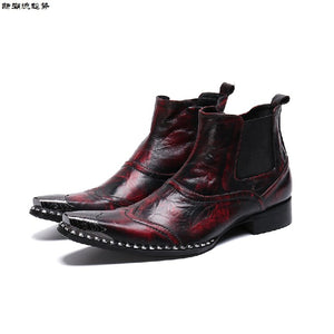 Italian Steel Pointed Toe Western Styles Double Buckle Strap Boots