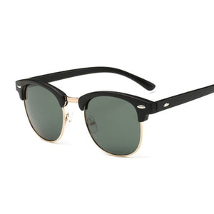 Polarized Semi Rimless Classic Rivet Retro Sunglasses