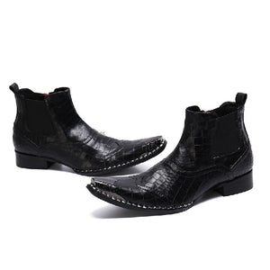 Italian Steel Pointed Toe Western Styles Double Buckle Strap Boots