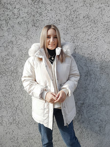 Cotton Padded Hooded Fur Parka