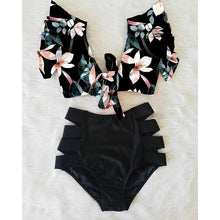 High Waist Ruffled Floral Bathing Suit