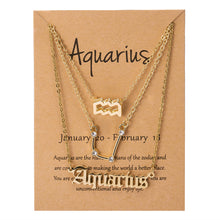 3Pcs/Set Zodiac Sign Pendant 12 Constellation Charm Gold Necklace