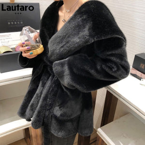 Lautaro Black Warm Oversized Faux Fur Coat