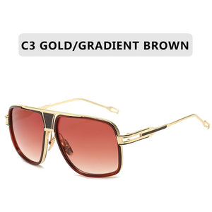 Retro Metal Gradient Square Frame Oversized Sunglasses