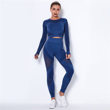 2 Piece Long Sleeve Crop Top + High Waist Leggings Sets