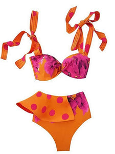 Two-Piece Padded Bra Ruffled Bikini Set