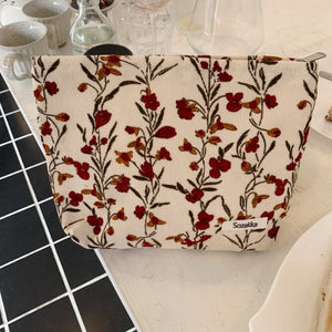 Floral Embroidered Canvas Beauty Case