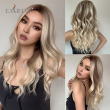 Blonde Platinum Long Wavy Middle Part Natural Heat Resistant Synthetic Wig