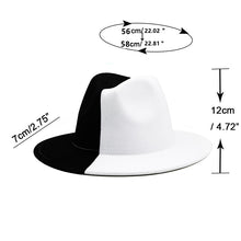 Black White Patchwork Wool Fedora