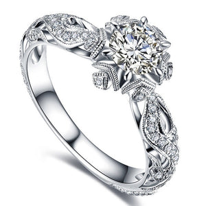 Delysia King Round Flower Crystal Wedding Ring